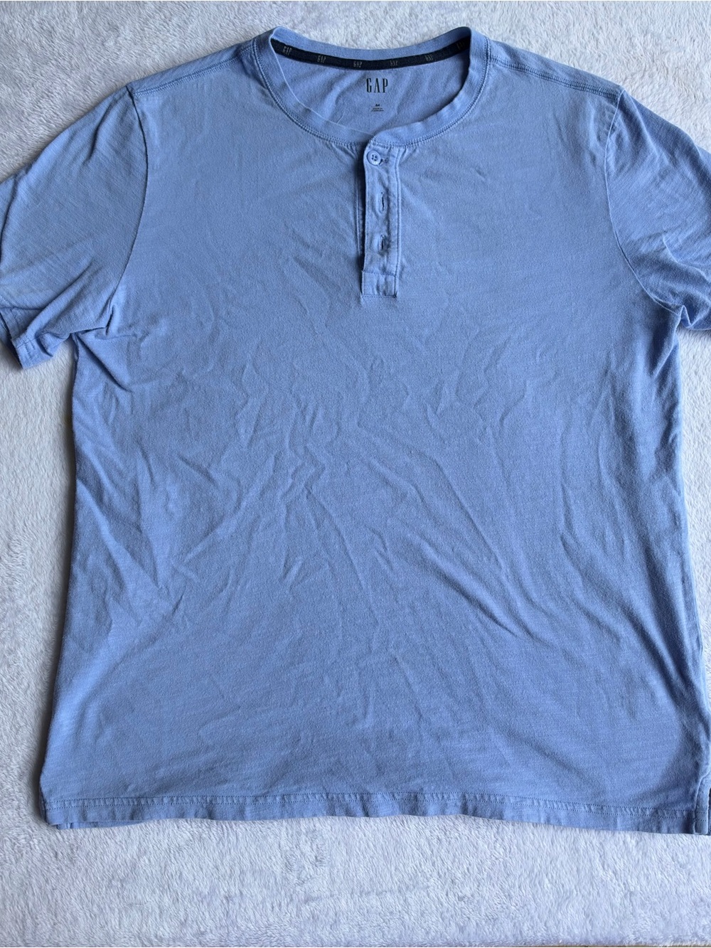 GAP Henley Shirt Mens M Light Blue Button Tee
